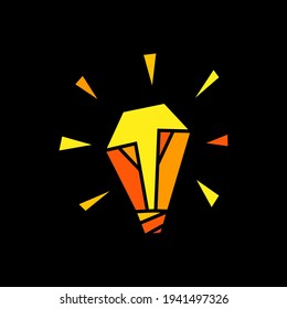 bulb lamp idea think geometric polygonal logo vector icon illustration