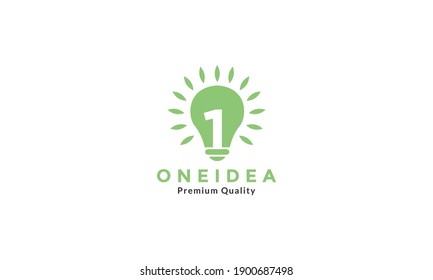 bulb lamp ideas with number one logo symbol icon vector graphic design 