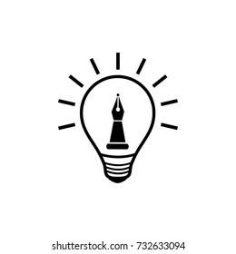 bulb lamp with ink pen vector logo template