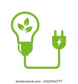 bulb lamp and leaf green theme clip art. can use to company social media and web posting renewable energy or green energy