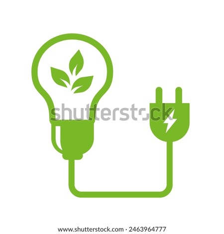 bulb lamp and leaf green theme clip art. can use to company social media and web posting renewable energy or green energy