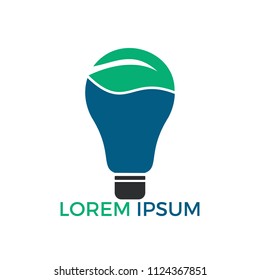 Bulb lamp leaf logo. nature idea innovation symbol.