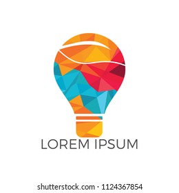 Bulb lamp leaf logo. nature idea innovation symbol.