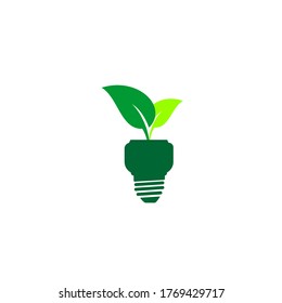 Bulb lamp with leaf vector illustration. Perfect template for Electricity or environment design. also perfect for bulb energy saving logo.