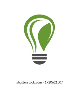 Bulb lamp with leaves nature logo