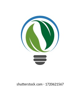 Bulb lamp with leaves nature logo