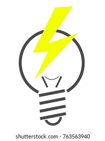 bulb lamp with lightning vector icon 