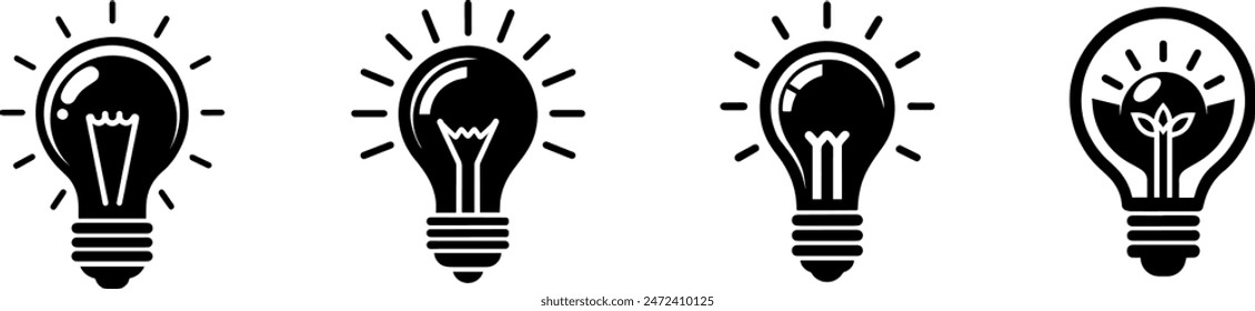 conjunto de iconos de la línea de la lámpara. colección de iconos de la lámpara. concepto de creatividad de la bombilla delinean el diseño moderno aislado sobre fondo blanco. estilo plano. Ilustración vectorial