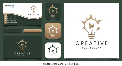 Bulb lamp logo combined with leaf icon design