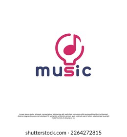 Bulb Lamp Music Idea Logo Design Concept