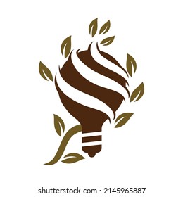 Bulb lamp nature leaf logo Icon Illustration Brand Identity