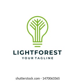 Bulb lamp nature tree logo and icon design vector.
