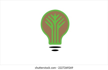 Bulb lamp nature tree logo and icon design vector.