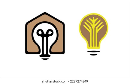 Bulb lamp nature tree logo and icon design vector.