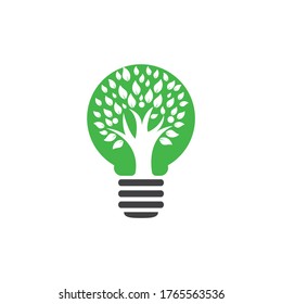 Bulb lamp and people tree logo design. Human health and care logo design.