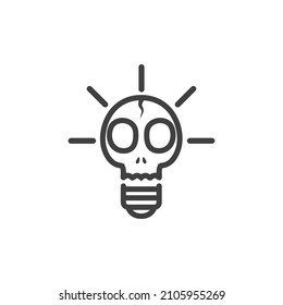 bulb lamp with skull logo design vector graphic symbol icon sign illustration creative idea