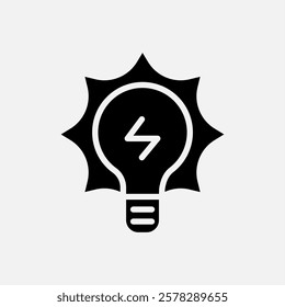 bulb lamp sun energy u icon Glyph, free energy, ecology, renewable and green energy concept. Black and solid icon.