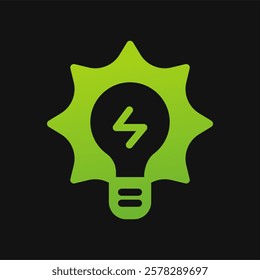 bulb lamp sun energy u icon Glyph color, free energy, ecology, renewable and green energy concept. Solid with Gradient color icon.