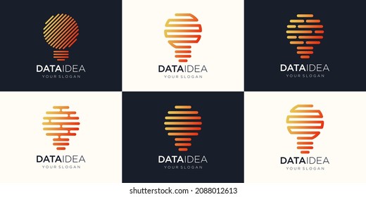 conjunto de iconos de logotipo técnico de lámpara de foco. vector
