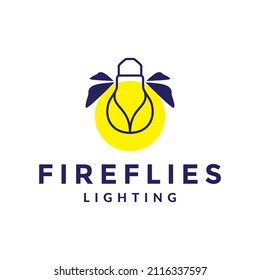 bulb lamp with wing firefly logo design, vector graphic symbol icon sign illustration