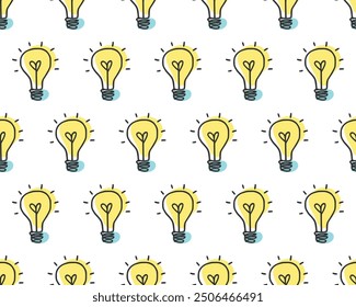 bulb lamp yellow flat seamless pattern design background