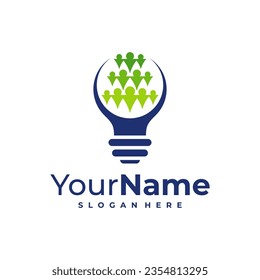 Bulb con plantilla de diseño de logotipo Leader. Bombilla con ilustración vectorial del logo People.