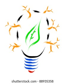 bulb and leaf eco concept of nature and environment