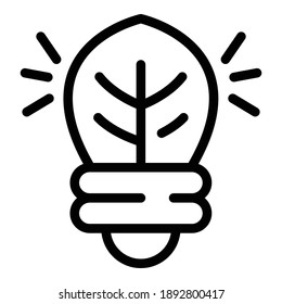 Icono de la hoja de bombilla. Icono de vector de hoja de contorno para diseño web aislado en fondo blanco