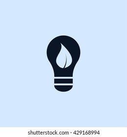 bulb and leaf icon. bulb and leaf vector illustration