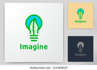 bulb and leaf, imagine healthy logo Designs Inspiration Isolated on White Background