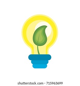 bulb with leaf inside to ecological symbol