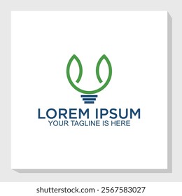 bulb and leaf logo concept, smart technology logo design inspiration