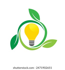 bulb leaf logo vector abstract