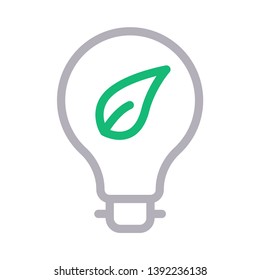 bulb leaf vector color line icon