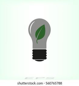  Bulb with leaf, vector illustration