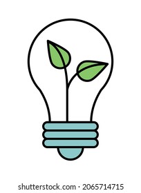 bulb with leafs ecology icon