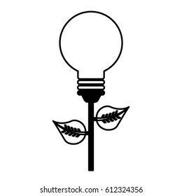 bulb with leafs ecology icon