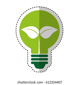 bulb with leafs ecology icon