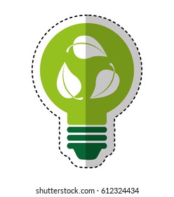 bulb with leafs ecology icon