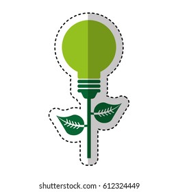 bulb with leafs ecology icon
