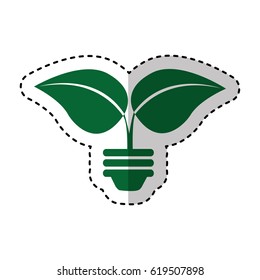 bulb with leafs isolated icon