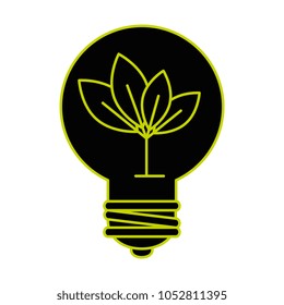 bulb with leaves energy light icon
