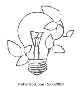 bulb with leaves leaves icon, vector illustration design
