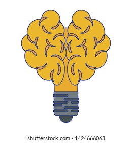 Bulb light brain shape symbol isolated vector illustration graphic design