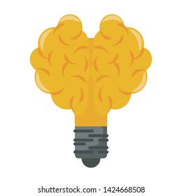 Bulb light brain shape symbol isolated vector illustration graphic design
