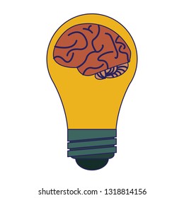 bulb light with brain symbol