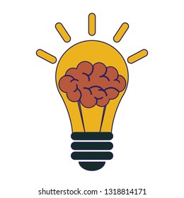 bulb light with brain symbol