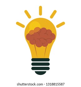 bulb light with brain symbol