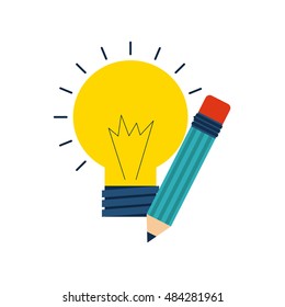 bulb light with business icon vector illustration design