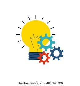 bulb light with business icon vector illustration design